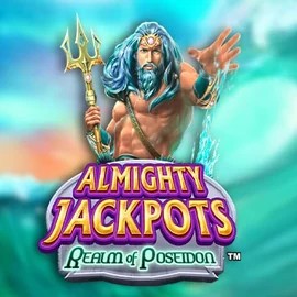 Almighty Jackpots – Realm of Poseidon slot logo by Novomatic at Melbet Casino